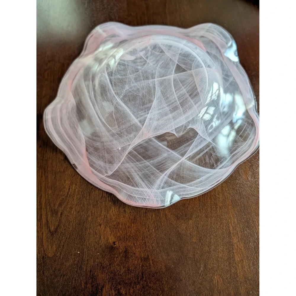 Budawi Glass Fountain Bowl Flower Rose Pink